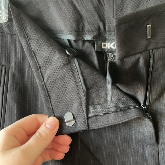 DKNY | Wool Blend Black Striped Dress Pants - Picture 7 of 9